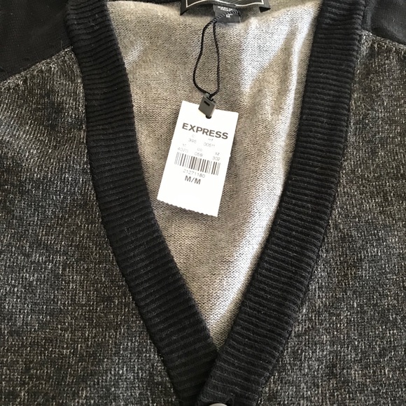 Express Men’s Cardigan Sweater with Ribbed Collar - Picture 7 of 13